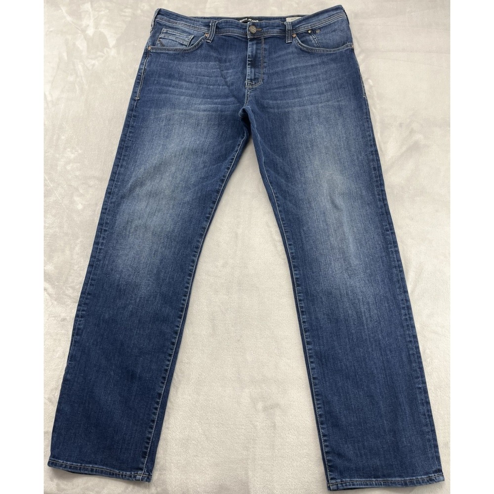 Mavi Jean Men 38X34 Blue Wash MATT Relaxed Straight Leg Stretch Whisker Rodeo